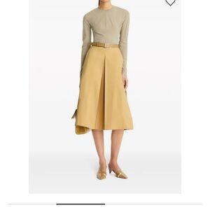 Tory Burch Mustard A-Line Midi Skirt